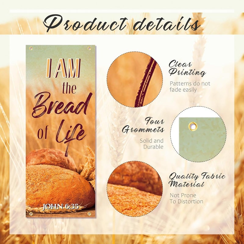 FuWeave 4 Pcs Church Banners with Scripture- I Am The Good Shepherd/way/bread/resurrection for Sanctuary Wall, Christian Praise Worship Bible Signs for Religious Festivals, Church Event, Prayers - Image 3